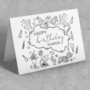 Personalised Happy Birthday Doodle Art Card