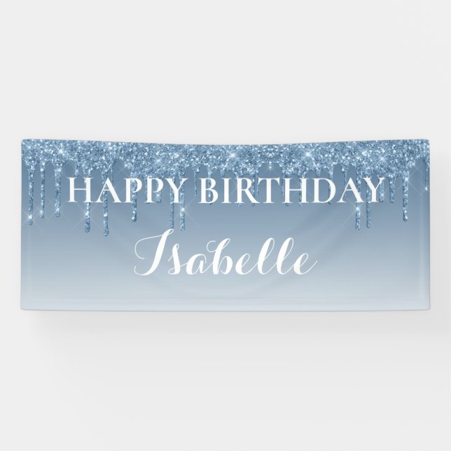 Personalised Happy Birthday Dripping Glitter Banner (Horizontal)