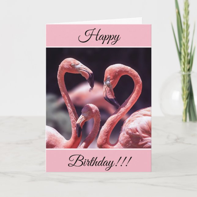 Personalised Happy Birthday Flamingos Card (Front)