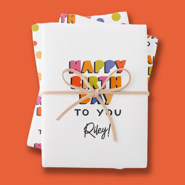 Personalised Happy Birthday Gift Wrapping Paper Sheet (Personalize the first sheet with name of birthday person. Say Happy Birthday to you in a unique way.)