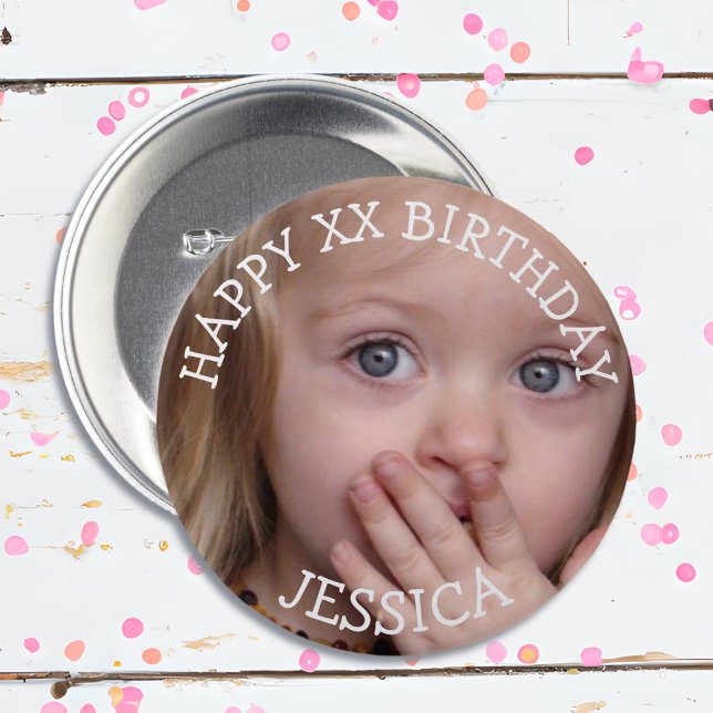 Personalised Happy Birthday Girl Button (Creator Uploaded)