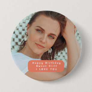 Personalised Happy Birthday Girl Button