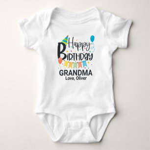 Personalised Happy Birthday Grandma Baby Bodysuit