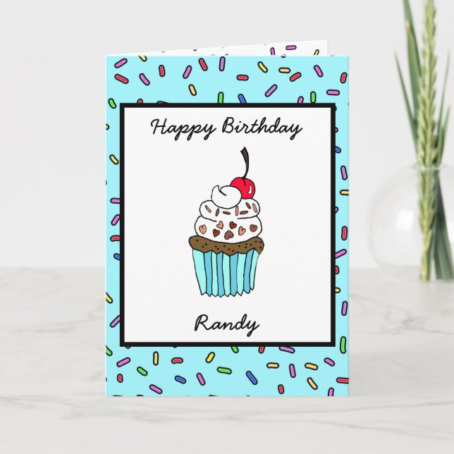 Personalised Happy Birthday Hand drawn Whimsical  Card (Front)