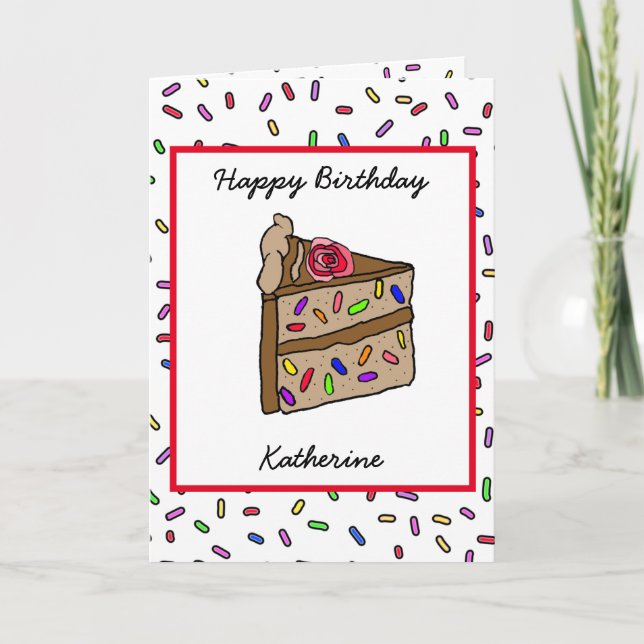 Personalised Happy Birthday Hand drawn Whimsical Card (Front)