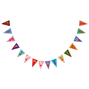 Personalised HAPPY BIRTHDAY HEARTS + your age Bunting