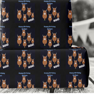 Personalised Happy Birthday Highland Cow Wrapping Paper