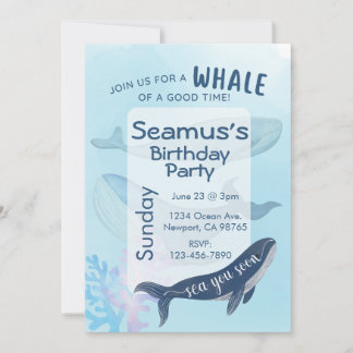 Personalised Happy Birthday Invitation Blue Whale