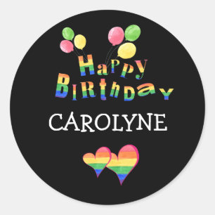 Personalised Happy Birthday LGBTQ+ Classic Round Sticker