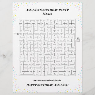 Personalised Happy Birthday Maze Game Double Side Flyer