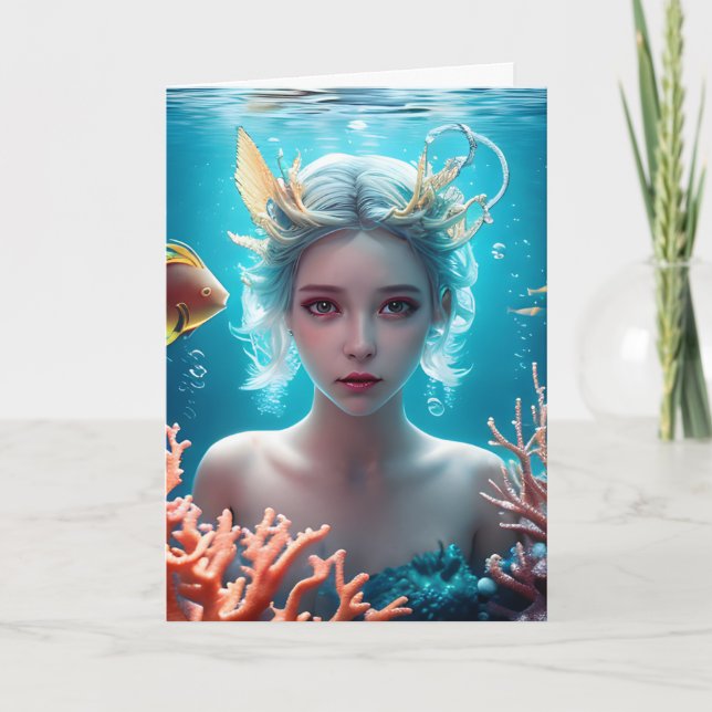 Personalised Happy Birthday Mermaid  Card (Front)