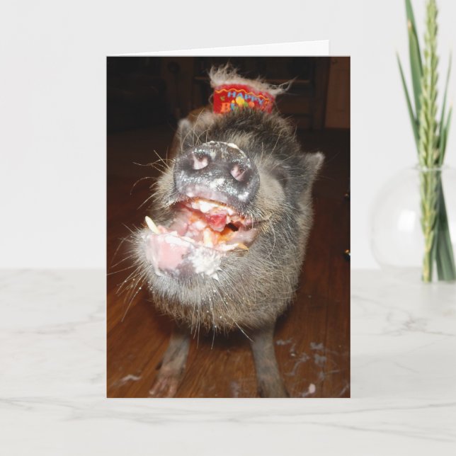 Personalised Happy Birthday Mini Pig Card (Front)