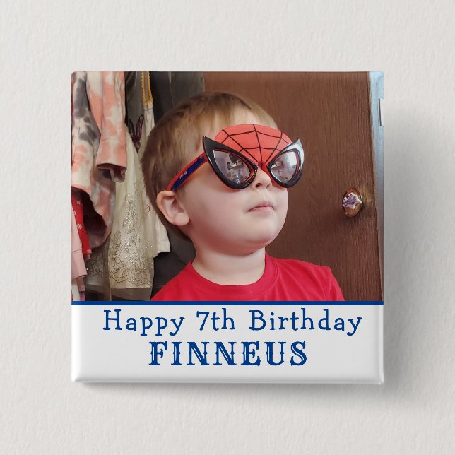 Personalised Happy Birthday Name and Age     15 Cm Square Badge (Front)