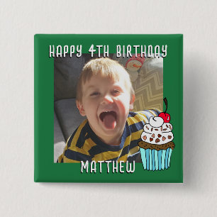 Personalised Happy Birthday Name and Age 15 Cm Square Badge