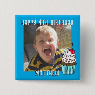 Personalised Happy Birthday Name and Age 15 Cm Square Badge