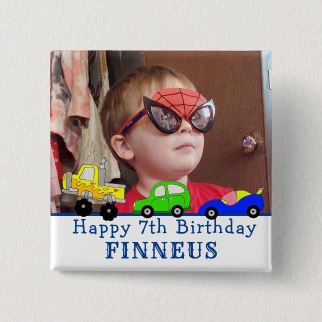 Personalised Happy Birthday Name and Age    15 Cm Square Badge (Front)
