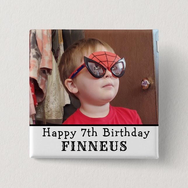 Personalised Happy Birthday Name and Age   15 Cm Square Badge (Front)