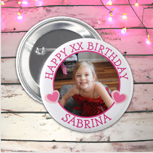 Personalised Happy Birthday Name and Age 6 Cm Round Badge