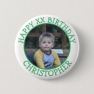 Personalised Happy Birthday Name and Age 6 Cm Round Badge