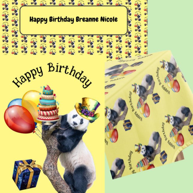 Personalised Happy Birthday Panda Tablecloth (happy birthday panda tablecloth)
