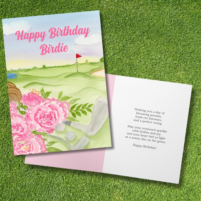 Personalised Happy Birthday Peonies On Golf Course Card (Creator Uploaded)