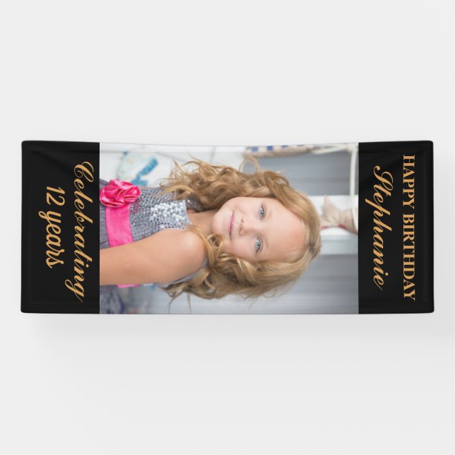 Personalised Happy Birthday Photo Age  Banner (Horizontal)