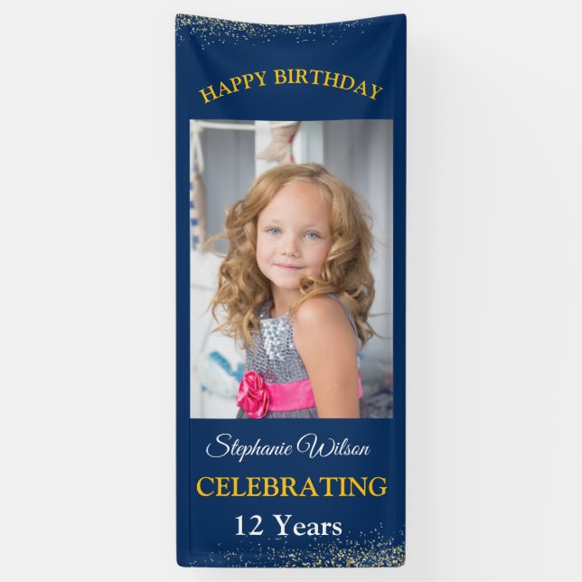 Personalised Happy Birthday Photo Celebration  Banner (Vertical)