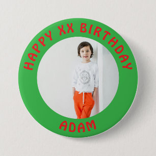 Personalised Happy Birthday Photo Name and Age 7.5 Cm Round Badge
