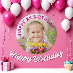 Personalised Happy Birthday Photo Name and Age 7.5 Cm Round Badge