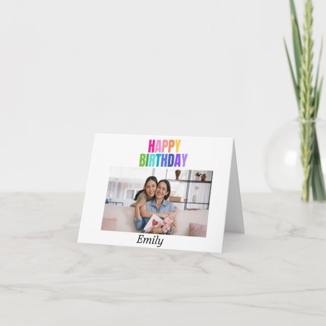 Personalised Happy Birthday Photo Name Quotes  Card (Front)
