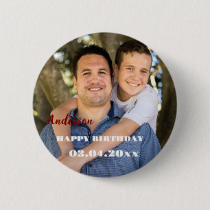 Personalised Happy Birthday Photo Party 6 Cm Round Badge