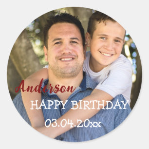 Personalised Happy Birthday Photo Party Classic Round Sticker