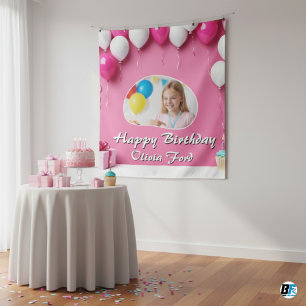 Personalised Happy Birthday Photo Wall  Tapestry