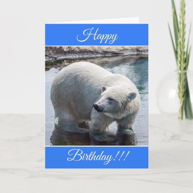 Personalised Happy Birthday Polar Bear Card (Front)