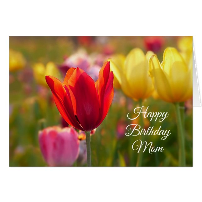 Personalised Happy Birthday Pretty Tulips Card (Front Horizontal)