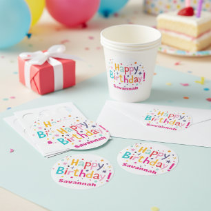  Personalised Happy Birthday Retro Classic Round Sticker
