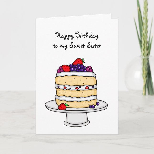 Personalised Happy Birthday Sponge Cake  Card (Front)