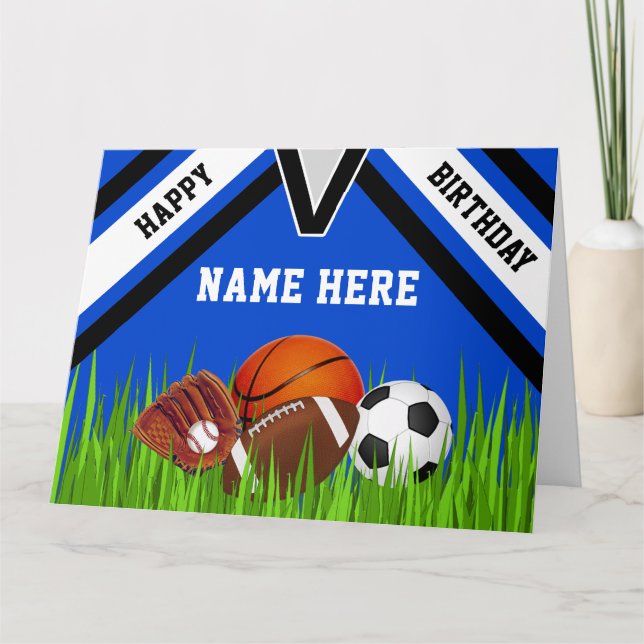 Personalised Happy Birthday, Sports Birthday Cards (Front)