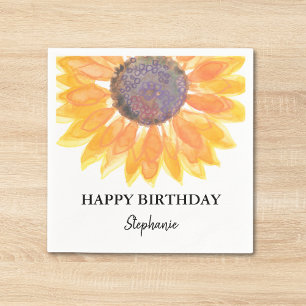 Personalised Happy Birthday Sunflower Napkin