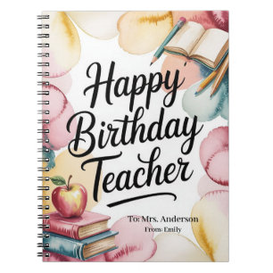 Personalised Happy Birthday Teacher Notebook