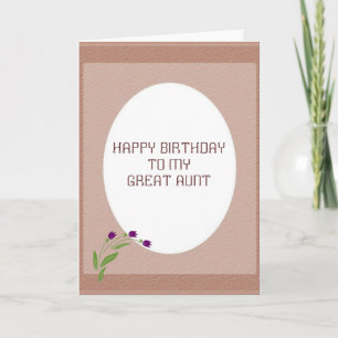 Personalised Happy Birthday To My Great  Aunt Card