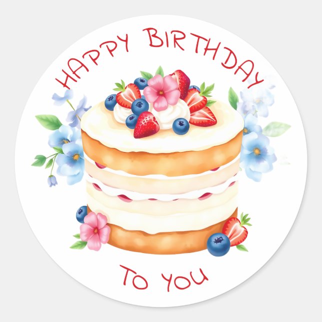 Personalised Happy Birthday To You Classic Round Sticker (Front)