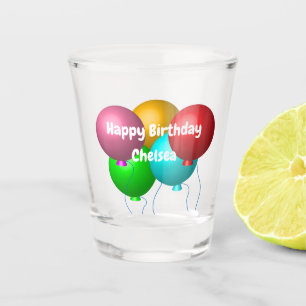 Personalised Happy Birthday Vibes Helium Balloons Shot Glass