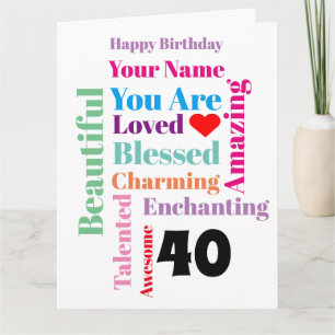 Personalised Happy Birthday Word Art Card