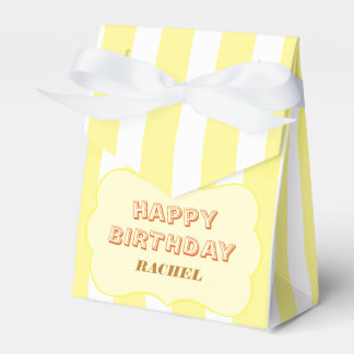 Personalised Happy Birthday Yellow Stripe Favour Box
