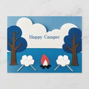 Personalised Happy Camper Campfire Smores Camping Postcard