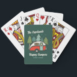 Personalised Happy Camper Playing Cards<br><div class="desc">A customisable Christmas design with cosy and cute camper and pine tree illustrations. This item can be personalised with name, message or holiday greeting. Colours include traditional Christmas colours of green, red and white, as well as dark teal and mint green. Makes a great Christmas stocking stuffer or gift for...</div>