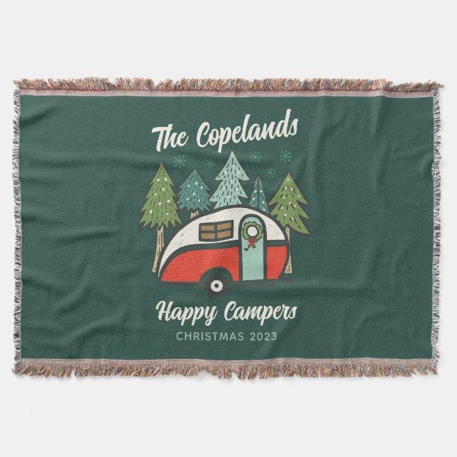 Personalised Happy Camper Throw Blanket (Front)
