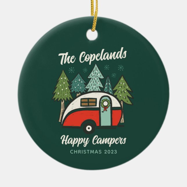 Personalised Happy Campers Ceramic Ornament (Front)