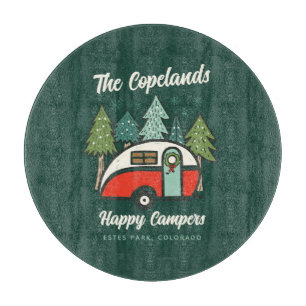 Personalised Happy Campers Christmas Cutting Board